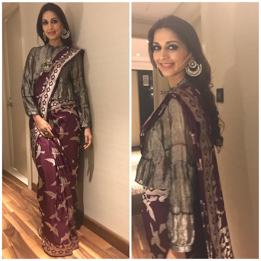 You are currently viewing Sonali Bendre in Mint ‘N’ Oranges saree
