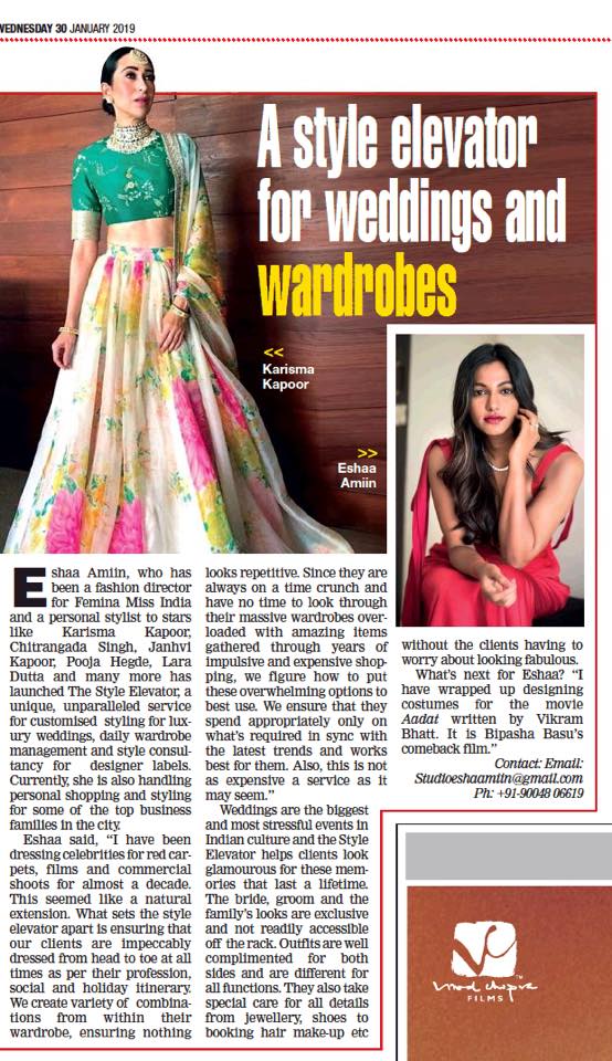 Read more about the article The Style Elevator|Eshaa Amiin| Bombay Times| The Times of India