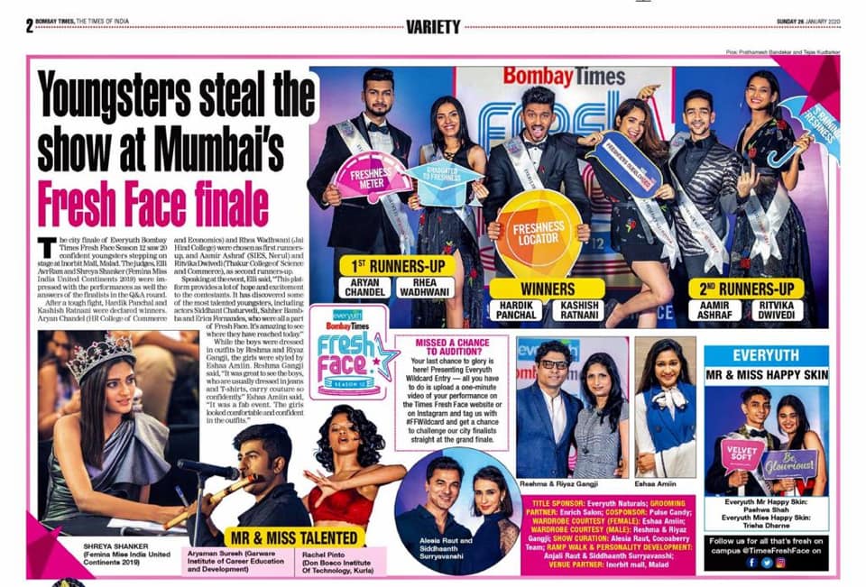 You are currently viewing Times of India| Times Fresh Face| Mumbai Finale