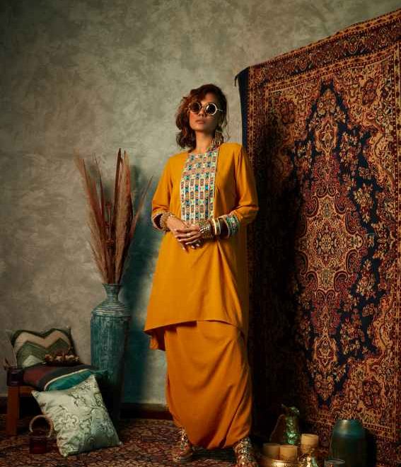 Mustard Kurta with Embroidery