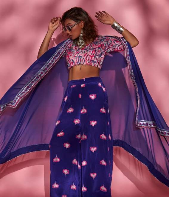 Purple lotus print palazzo