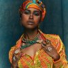 Orange print shirt with braids