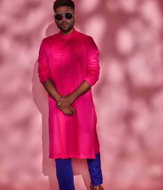 Pink tux kurta