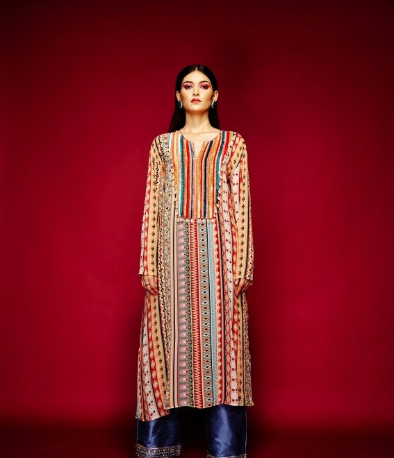 Tribal Border Kurta With Yoke