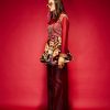 Raw Silk Maroon Pant Embroidered Hem - Image 3