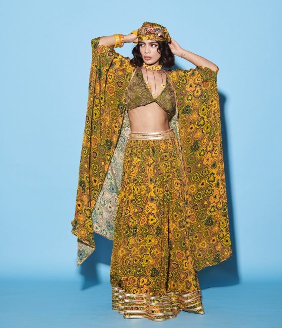 Yellow Pinwheel Lehenga