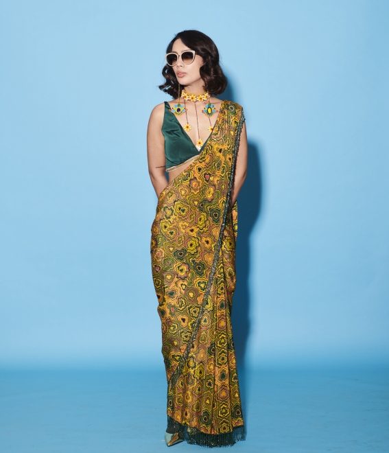 Predraped Pinwheel Saree