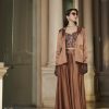 Brown Pant Suit And Embroidered Corset