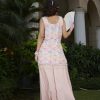 Pink Embroidered Dress And Pink Georgette Sharara - Image 2