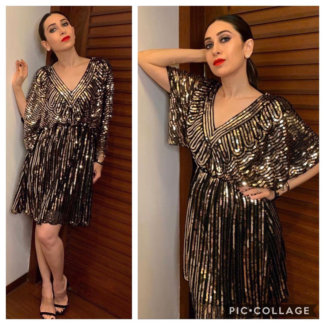 Karishma Kapoor in Creo Lifestyle gold dress