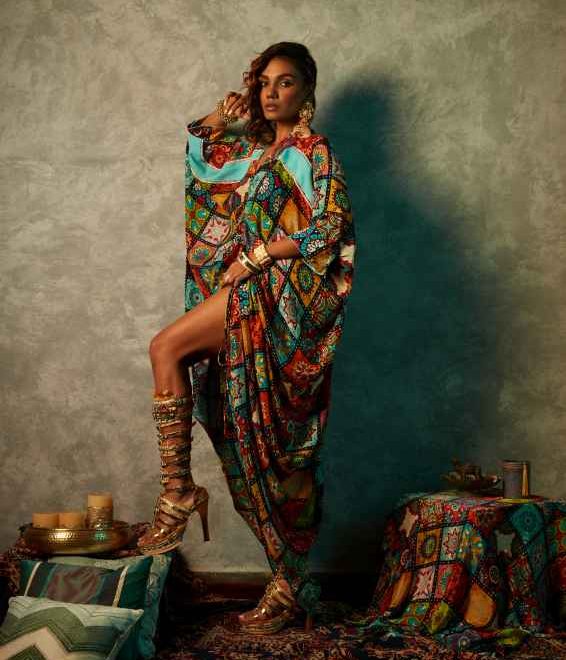 Big Tile Drawstring Kaftan