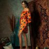 Orange Blotch Off-Shoulder Short Dress - Image 2