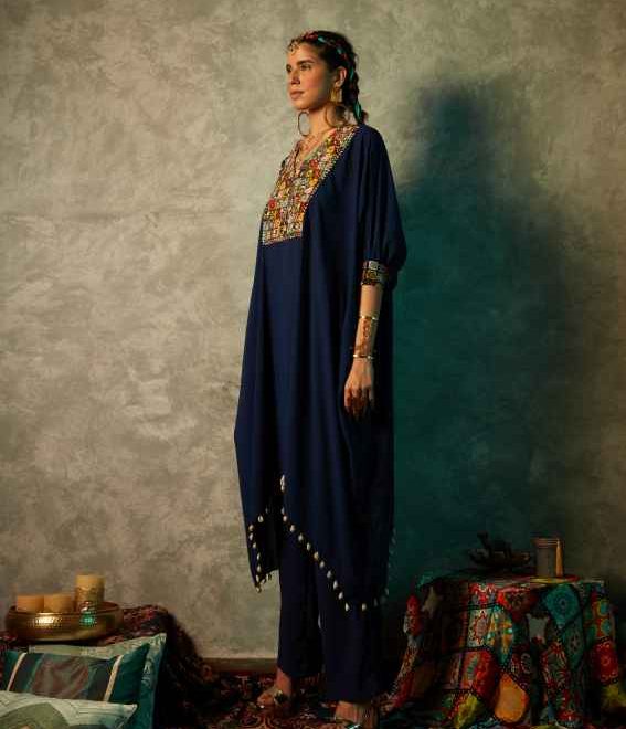 Navy Blue Kurta with Embroidery