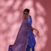 Purple lotus and border print frill cape - Image 3