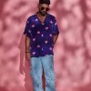 Purple lotus print shirt