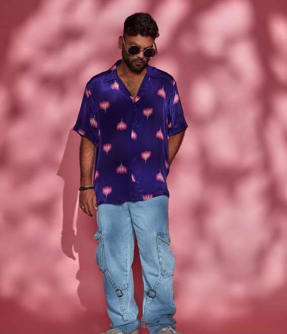 Purple lotus print shirt